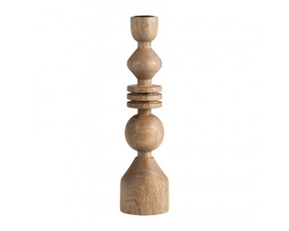 Sagebrook 10" Wood Stacking Shapes Taper Candle Holder