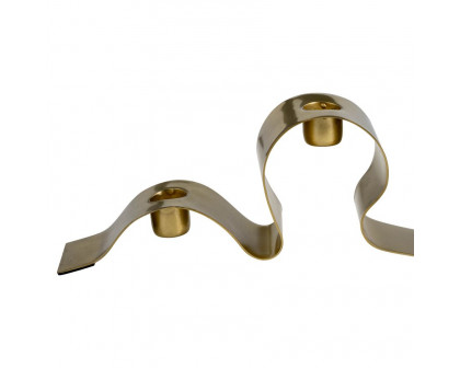 Sagebrook 20" Metal Ribbon 6-Taper Candle Holder - Gold