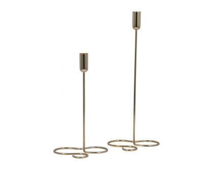 Sagebrook 11" Metal Squiggly Base Taper Candle Holder - Gold