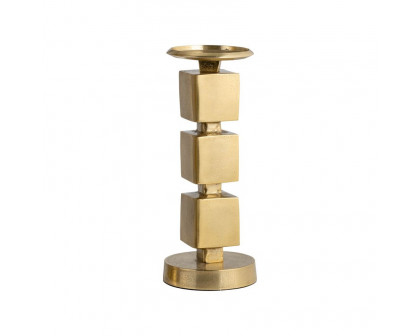 Sagebrook 12" Metal Stacked Cubes Candle Holder - Gold