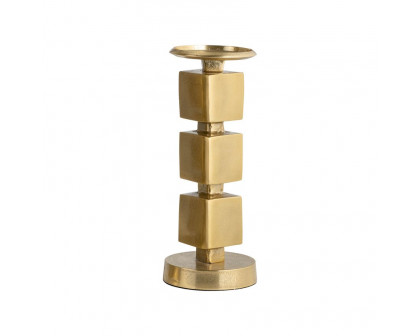 Sagebrook 12" Metal Stacked Cubes Candle Holder - Gold