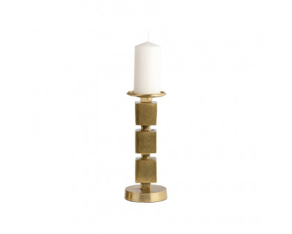 Sagebrook 12" Metal Stacked Cubes Candle Holder - Gold