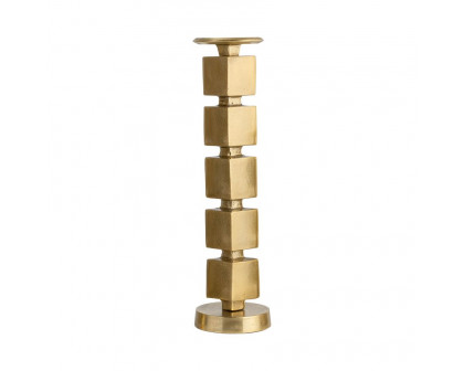 Sagebrook 18" Metal Stacked Cubes Candle Holder - Gold