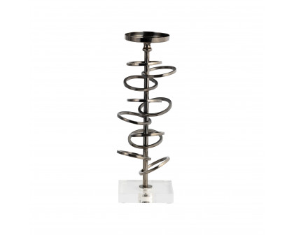 Sagebrook 15" Metal Ring Toss On Acrylic Candle Holder