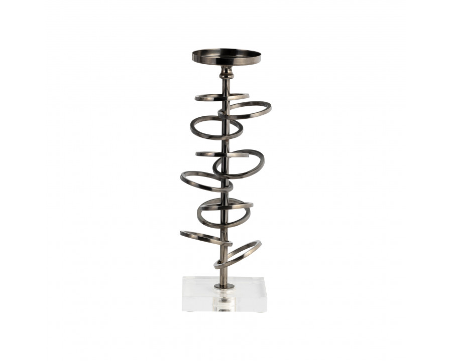 Sagebrook 12" Metal Ring Toss On Acrylic Candle Holder - Gunmetal