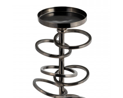 Sagebrook 12" Metal Ring Toss On Acrylic Candle Holder - Gunmetal