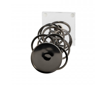 Sagebrook 12" Metal Ring Toss On Acrylic Candle Holder - Gunmetal