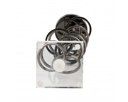 Sagebrook 12" Metal Ring Toss On Acrylic Candle Holder - Gunmetal