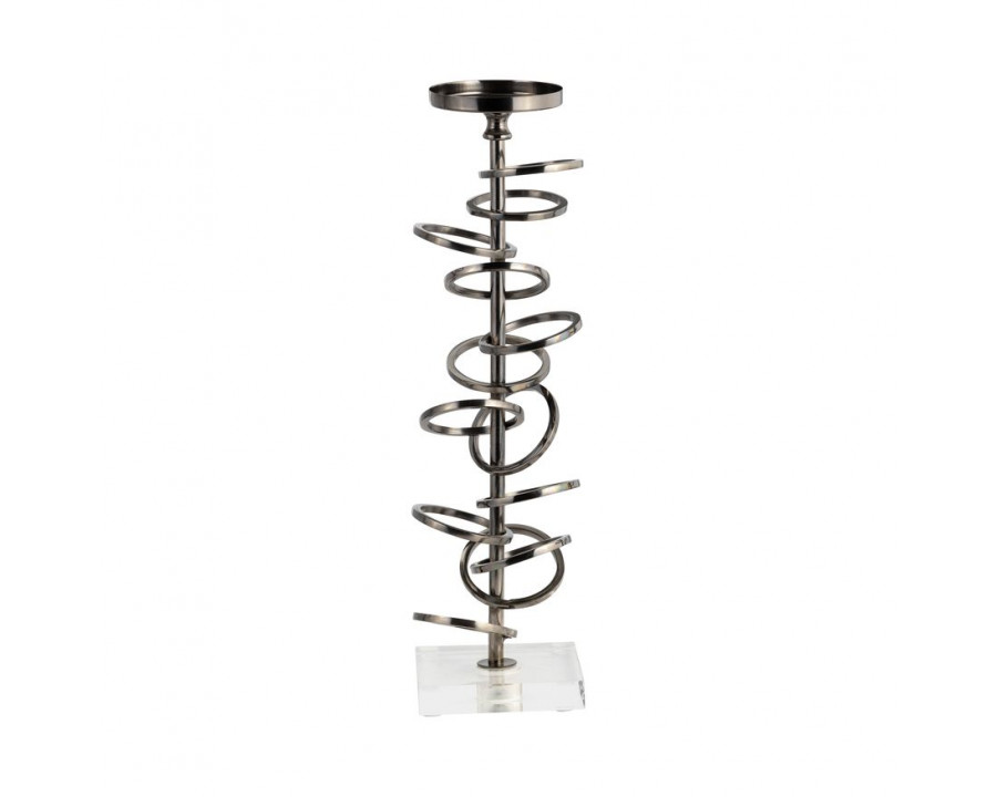 Sagebrook 15" Metal Ring Toss On Acrylic Candle Holder - Gunmetal