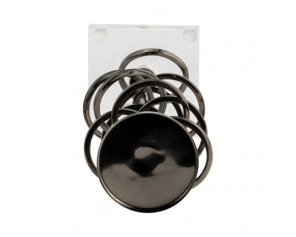 Sagebrook 15" Metal Ring Toss On Acrylic Candle Holder - Gunmetal