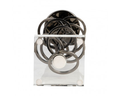 Sagebrook 15" Metal Ring Toss On Acrylic Candle Holder - Gunmetal