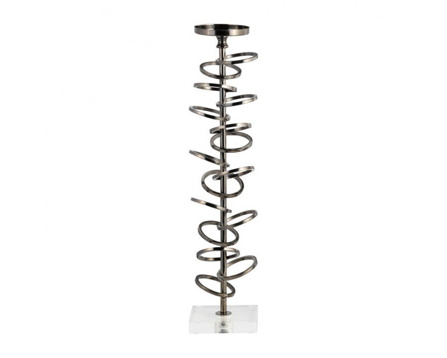 Sagebrook 18" Metal Ring Toss On Acrylic Candle Holder - Gunmetal