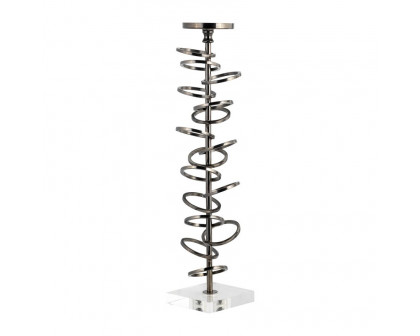 Sagebrook 18" Metal Ring Toss On Acrylic Candle Holder - Gunmetal