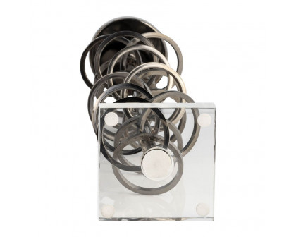 Sagebrook 18" Metal Ring Toss On Acrylic Candle Holder - Gunmetal