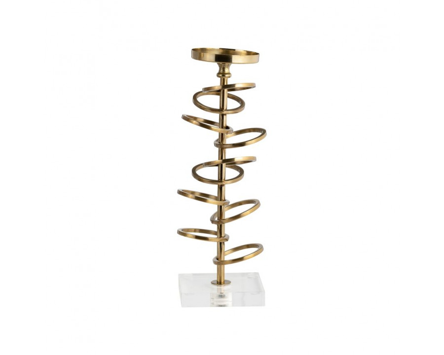 Sagebrook 12" Metal Ring Toss On Acrylic Candle Holder - Gold