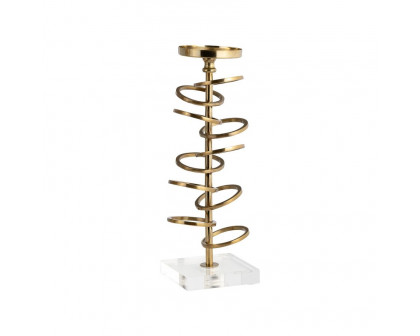 Sagebrook 12" Metal Ring Toss On Acrylic Candle Holder - Gold