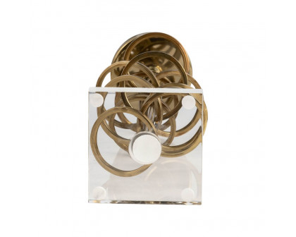 Sagebrook 12" Metal Ring Toss On Acrylic Candle Holder - Gold