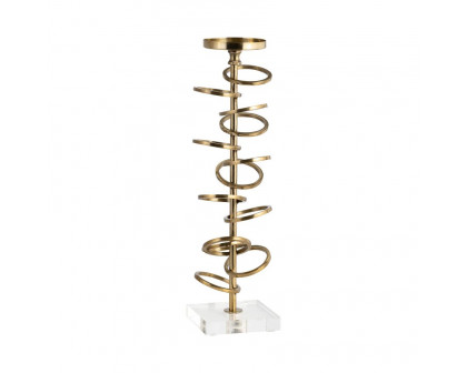 Sagebrook 15" Metal Ring Toss On Acrylic Candle Holder - Gold