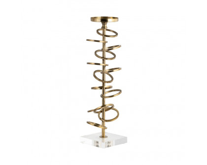 Sagebrook 15" Metal Ring Toss On Acrylic Candle Holder - Gold