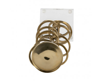 Sagebrook 15" Metal Ring Toss On Acrylic Candle Holder - Gold