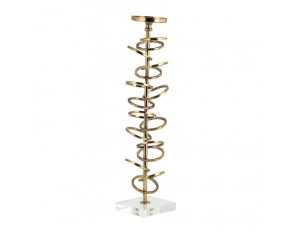 Sagebrook 18" Metal Ring Toss On Acrylic Candle Holder - Gold