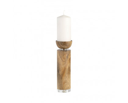 Sagebrook 11" Wood Acrylic Detail Taper Candle Holder