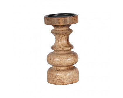 Sagebrook 8" Wood Traditional Pillar Candle Holder