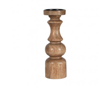 Sagebrook 8" Wood Traditional Pillar Candle Holder