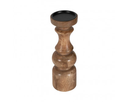 Sagebrook 12" Wood Traditional Pillar Candle Holder - Natural