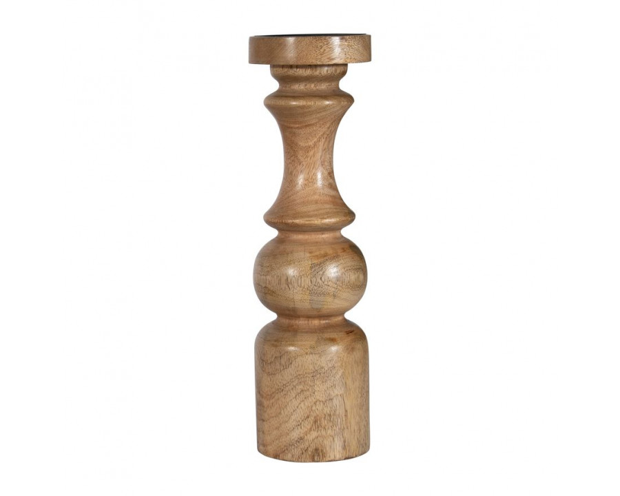 Sagebrook 14" Wood Traditional Pillar Candle Holder - Natural