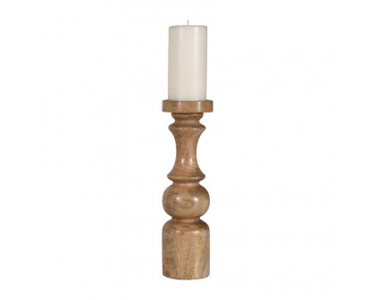 Sagebrook 14" Wood Traditional Pillar Candle Holder - Natural