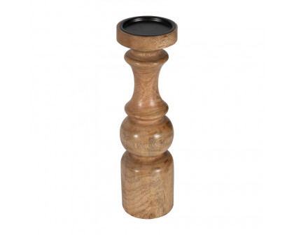 Sagebrook 14" Wood Traditional Pillar Candle Holder - Natural