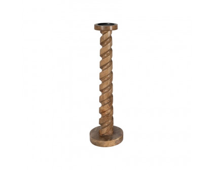 Sagebrook 24" Wood Spiral Floor Pillar Candle Holder