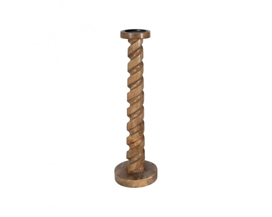 Sagebrook 24" Wood Spiral Floor Pillar Candle Holder - Natural