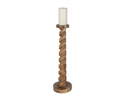 Sagebrook™ 24" Wood Spiral Floor Pillar Candle Holder - Natural