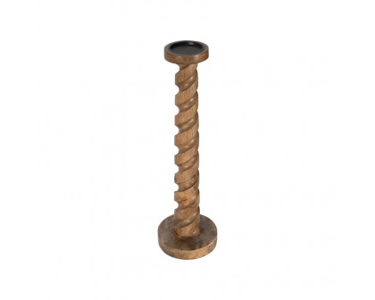 Sagebrook™ 24" Wood Spiral Floor Pillar Candle Holder - Natural