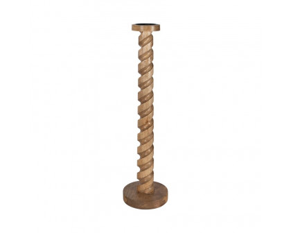 Sagebrook 24" Wood Spiral Floor Pillar Candle Holder