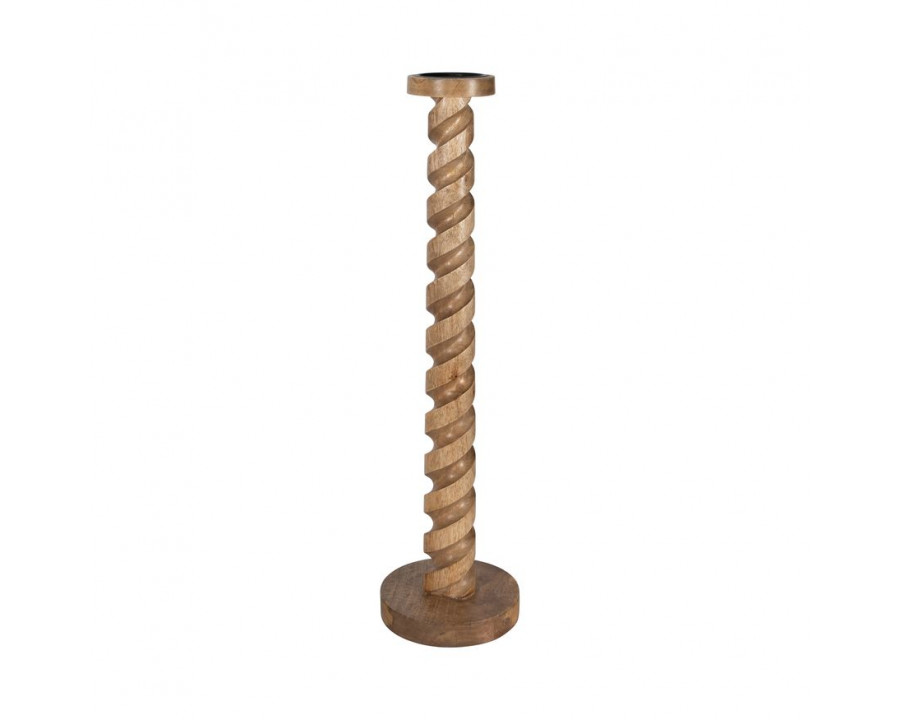 Sagebrook 30" Wood Spiral Floor Pillar Candle Holder - Natural