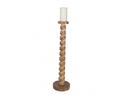 Sagebrook 30" Wood Spiral Floor Pillar Candle Holder - Natural