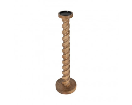 Sagebrook 30" Wood Spiral Floor Pillar Candle Holder - Natural