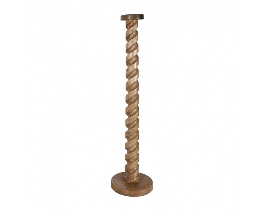 Sagebrook 24" Wood Spiral Floor Pillar Candle Holder