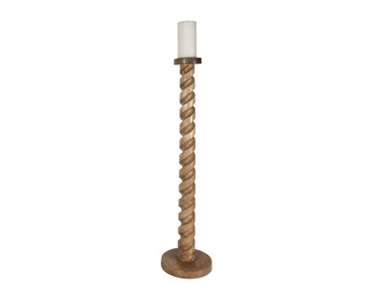 Sagebrook™ 36" Wood Spiral Floor Pillar Candle Holder - Natural