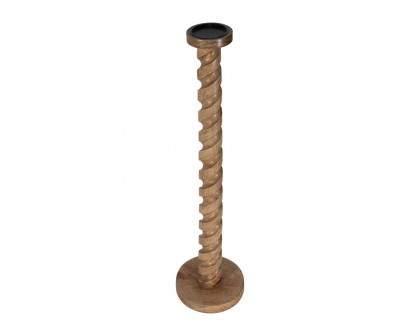 Sagebrook™ 36" Wood Spiral Floor Pillar Candle Holder - Natural