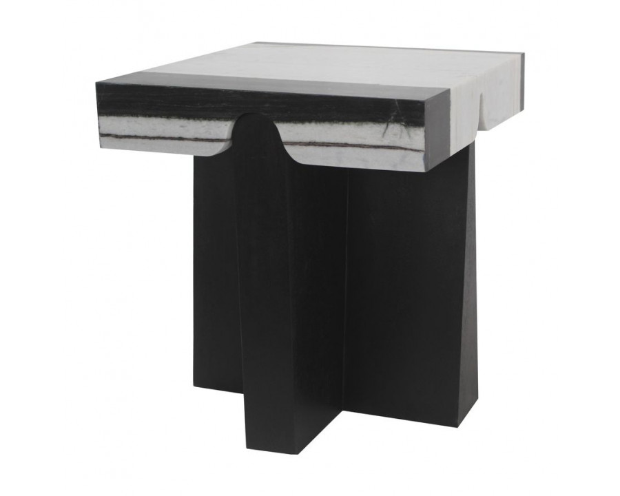 Sagebrook Wood Marble Top Side Table - Black