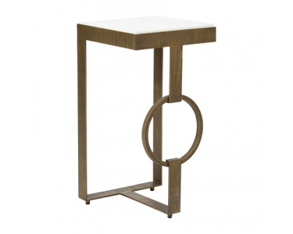 Sagebrook - Metal Marble Top Side Table in Gold/White