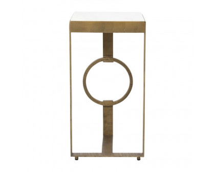 Sagebrook - Metal Marble Top Side Table in Gold/White