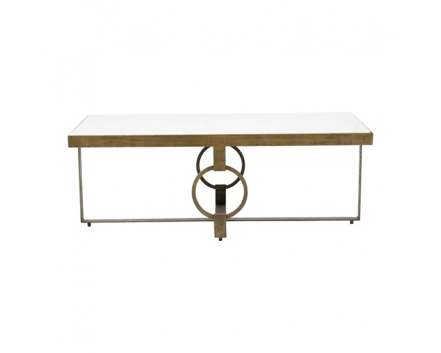 Sagebrook - Metal Coffee Table With Marble Top in Gold/White