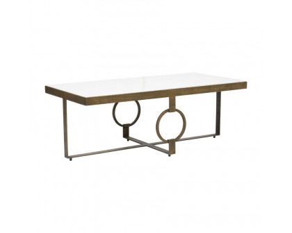 Sagebrook - Metal Coffee Table With Marble Top in Gold/White