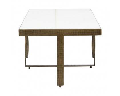 Sagebrook - Metal Coffee Table With Marble Top in Gold/White