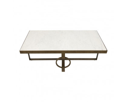 Sagebrook - Metal Coffee Table With Marble Top in Gold/White